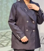 کت ژاکارد سورمه ای