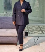 کت ژاکارد سورمه ای - تصویر 2