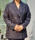 کت ژاکارد سورمه ای - تصویر 3